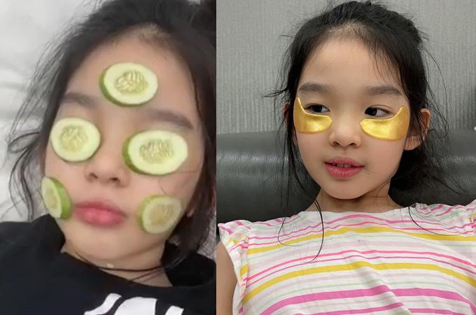 Con gái Xuân Lan biết đắp mặt nạ, dùng serum ở tuổi lên 8-1