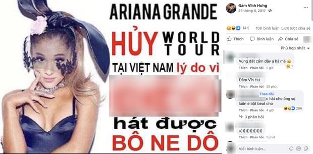 Đào ảnh Đàm Vĩnh Hưng nói Ariana Grande huỷ show bằng lời lẽ thô tục-1