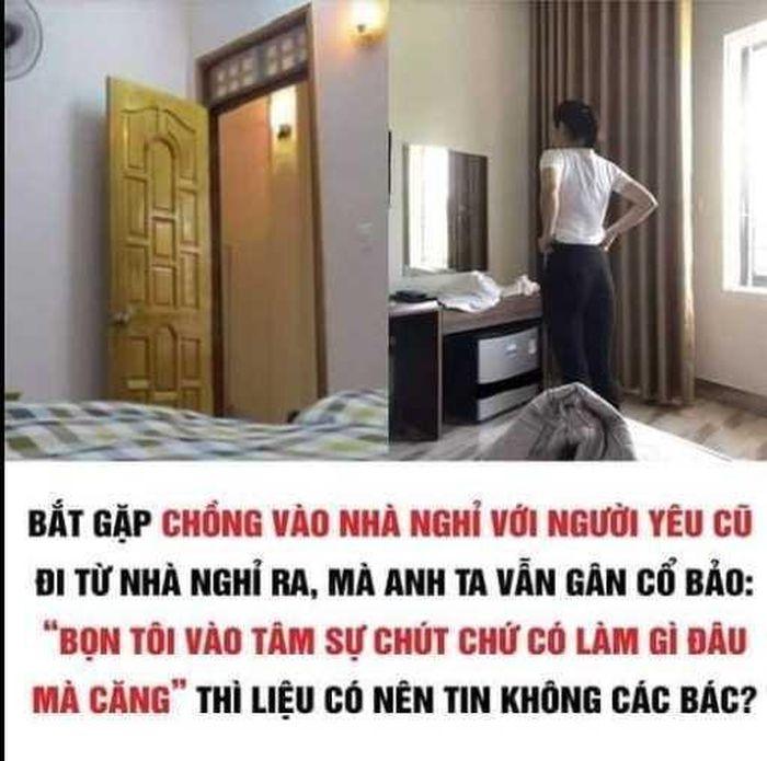 Đi nhà nghỉ với tình cũ bị vợ tóm, chồng vẫn cố nói câu sôi máu-1