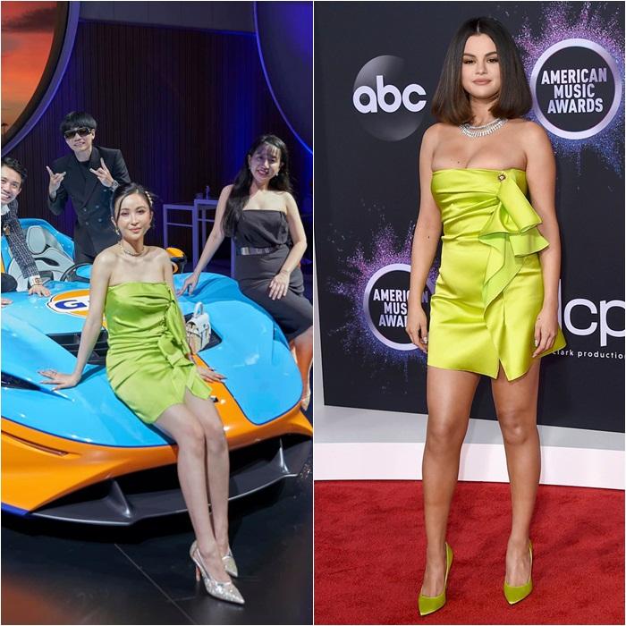 Chung váy, vợ Minh Nhựa thua đau trước Selena Gomez-10