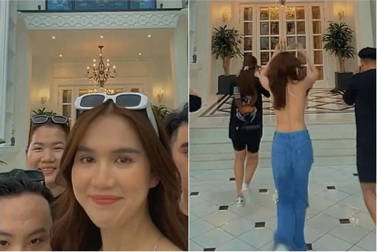 Phát hoảng Ngọc Trinh tung tăng chạy nhảy trong bộ dạng bán nude?