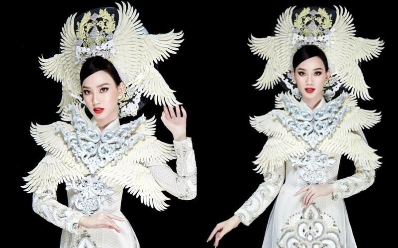 Ái Nhi diện Quốc phục Khánh Vân từng mặc đi thi nhưng gặp sự cố gãy cánh-6