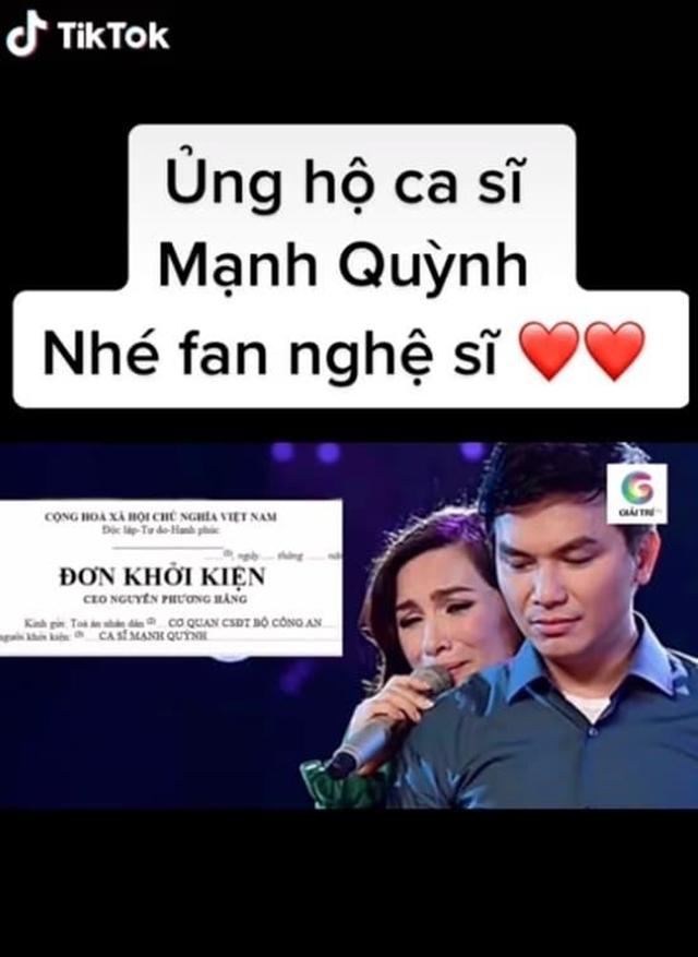 Làm rõ tin đồn ca sĩ Mạnh Quỳnh kiện bà Phương Hằng-1