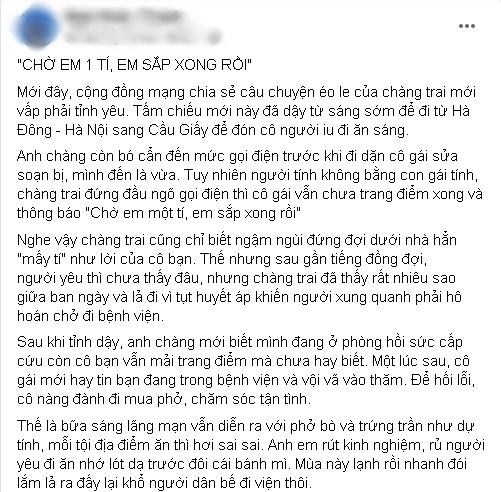 Đợi người yêu bả ma tít, thanh niên đói đến tụt huyết áp nhập viện-1