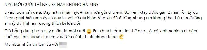 Cắm sừng người yêu, thanh niên mặt dày xin lời chúc phúc lấy vợ-1