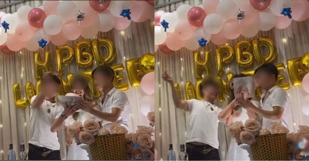 Bị người thân úp bánh sinh nhật vào mặt, cậu bé phản ứng sững sờ-1