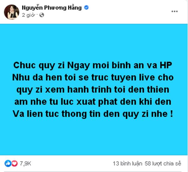 Phản ứng bà Phương Hằng khi bị báo công an vụ thăm Tịnh thất-1