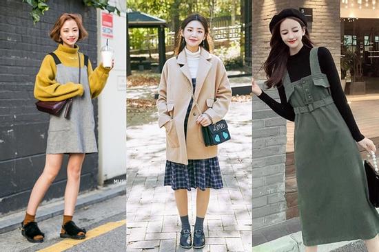 Mix đồ với váy yếm mùa đông vừa ấm vừa xịn sò như gái Hàn