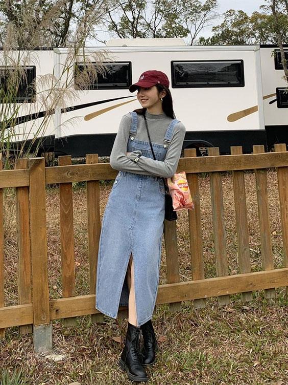 Mix đồ với váy yếm mùa đông vừa ấm vừa xịn sò như gái Hàn-4