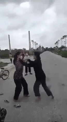 2 thiếu nữ lột đồ choảng nhau, bạn bè hào hứng cổ vũ-2