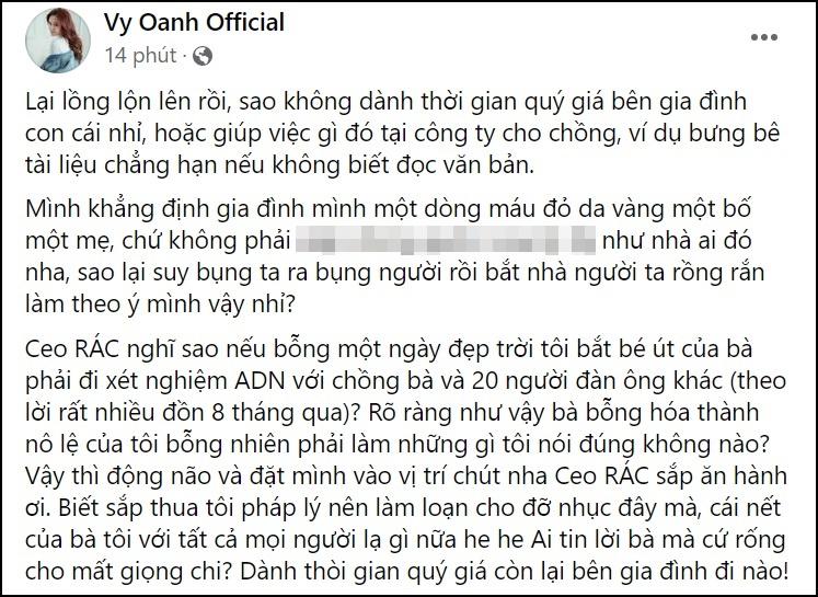 Bị thách thử ADN 3 con với 3 người khác nhau, Vy Oanh nói gì?-2