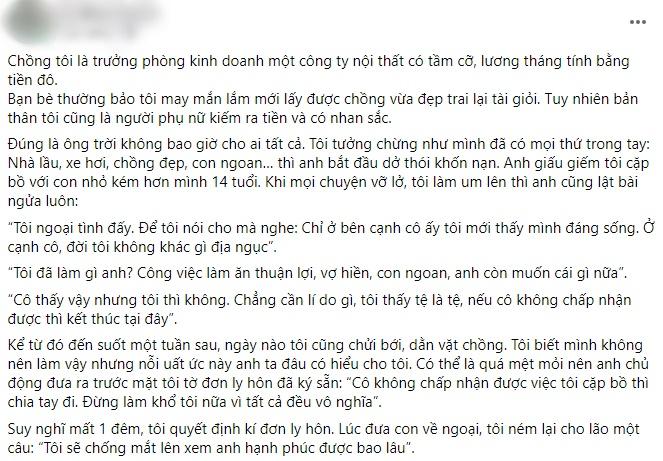 Chồng tuyên bố cần bồ hơn vợ để rồi rất nhanh phải quỳ gối-1