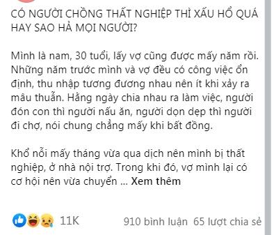 Chồng thất nghiệp, vợ nói câu khiến anh chua chát đến đớn đau-1