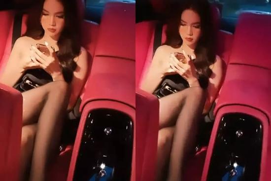 Ngọc Trinh 'gây lú' vì ngồi trong xế hộp với bộ dạng không mặc gì