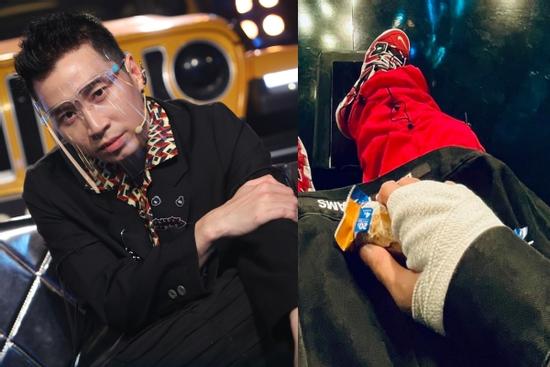 Karik ghi hình vòng 2 Rap Việt với bàn tay băng bó