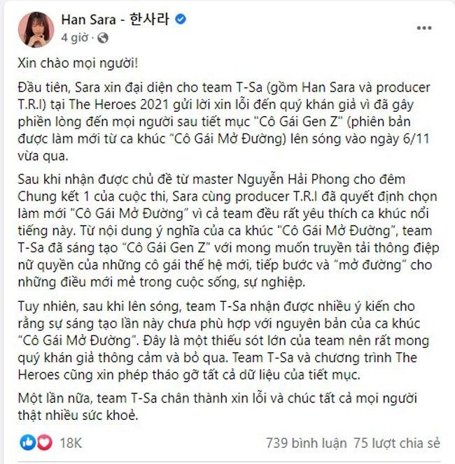 Tranh cãi dữ dội quần 5cm của Han Sara khi hát ca khúc cách mạng-5
