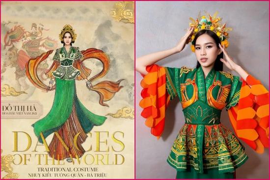 Trang phục dân tộc của Đỗ Thị Hà tại Miss World màu mè hơn bản vẽ