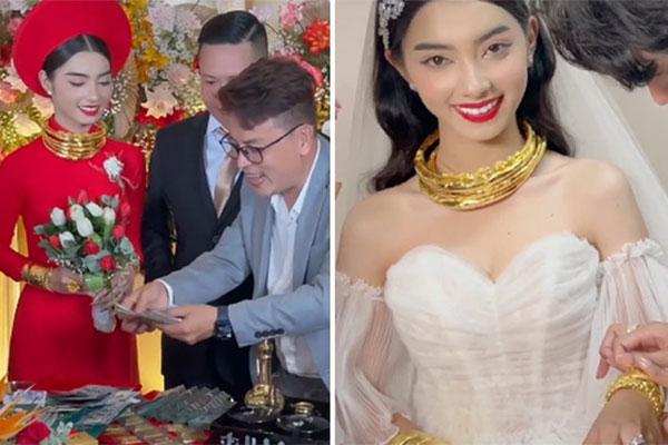 SỐC: Cô dâu mang gánh nặng 300 cây vàng, tiền mặt tràn bàn ngày cưới-1