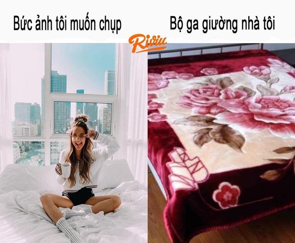 Đăng tải hình ảnh trái ngược của 2 bộ ga giường, bà xã Lam Trường - Yến Phương than vãn: 