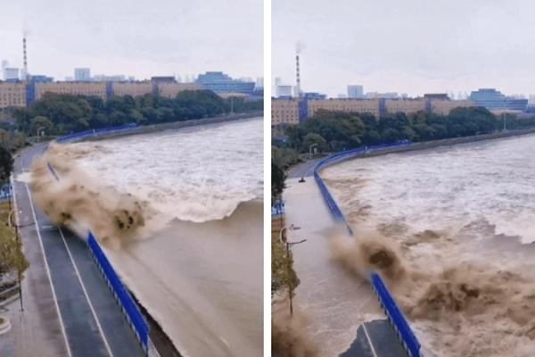 Khoảnh khắc sóng dữ đánh ập vào bờ khiến cả MXH khiếp vía-1