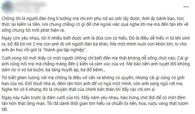 Vợ kì công đêm tân hôn lãng mạn, chồng thản nhiên ngủ với mẹ-1