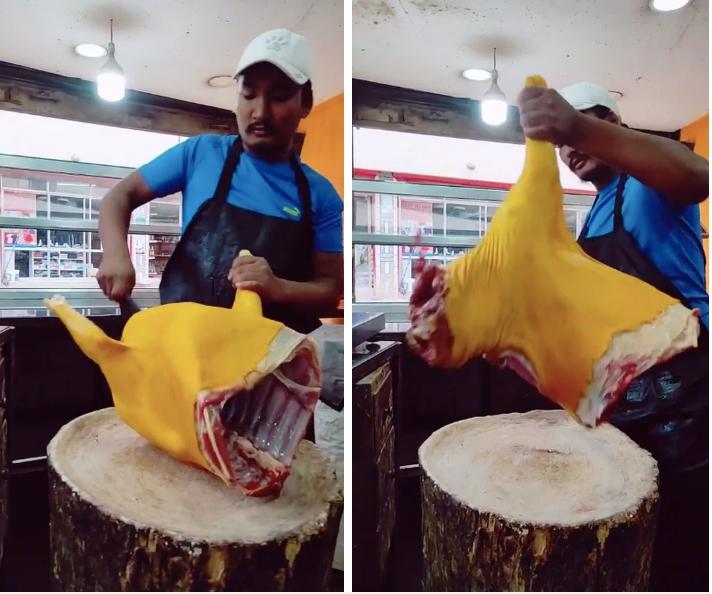 Người đàn ông chặt thịt 1 loài vật khiến cả cõi mạng đứng hình-1