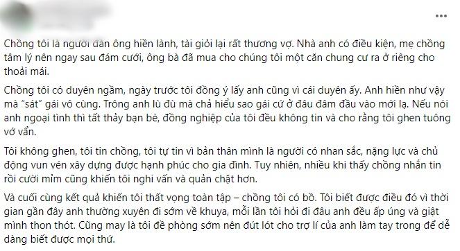 Chồng làm nhân tình có thai về mếu máo, vợ chỉ cười nói đúng 1 câu-1