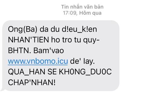 Bấm vào link 'hỗ trợ nhận bảo hiểm thất nghiệp', mất luôn 600 triệu