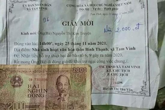Một hộ dân ở Quảng Nam được hỗ trợ 2.000 đồng sau cơn bão