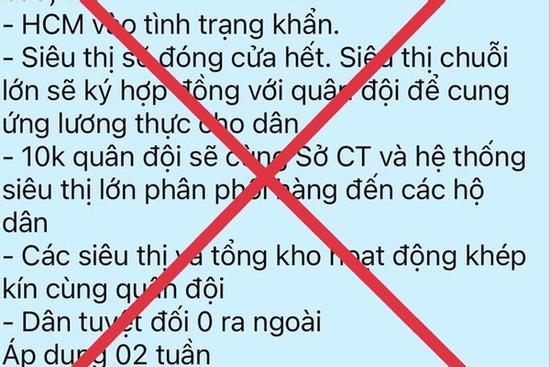 Thông tin 'TP.HCM vào tình trạng khẩn' là bịa đặt, không chia sẻ