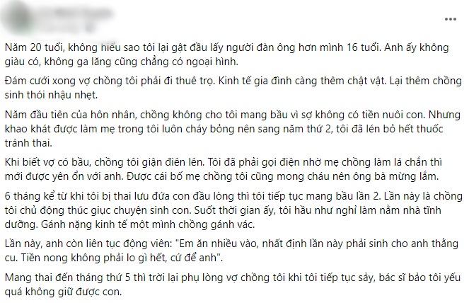Vợ 3 lần sảy thai, chồng chỉ mặt nói đúng 1 câu vợ chết đứng-1