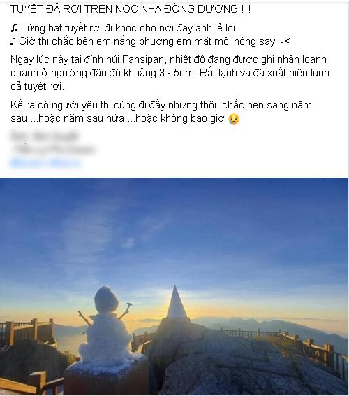 Sự thật tuyết rơi trên đỉnh Fansipan sáng nay xôn xao MXH-1