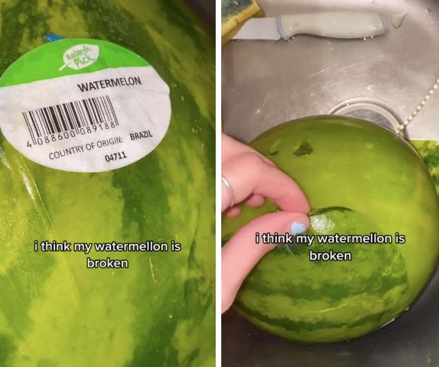 Mua dưa hấu siêu thị, cô gái gặp cảnh khó tin đến nỗi không dám ăn-1