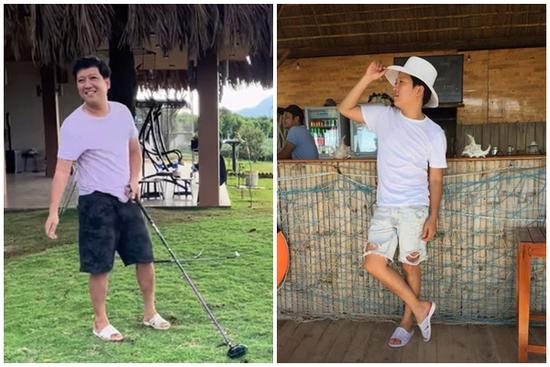 Sao nam Vbiz mặc quần short và đi dép tổ ong nhập hội... đánh golf!