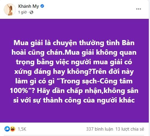 Khánh My bị công kích vì phát ngôn mua giải-2