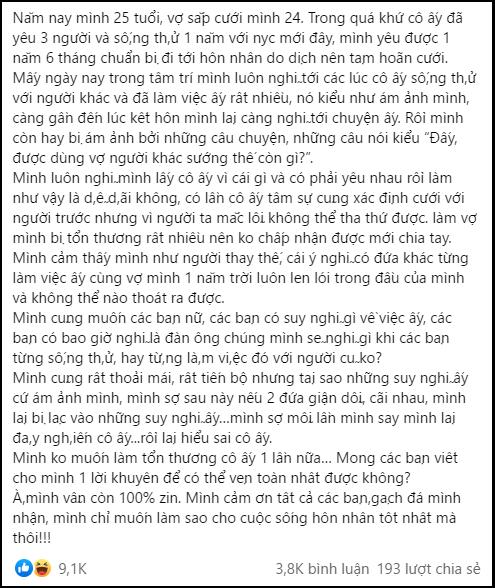 Chồng phát hiện vợ sắp cưới từng sống thử với 3 người yêu cũ-1