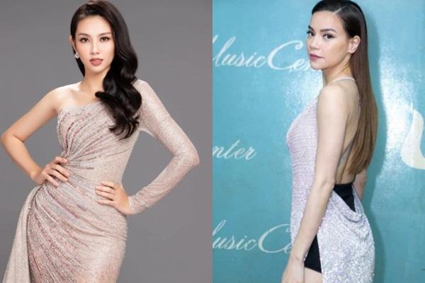 Sắc váy Thùy Tiên giống màu vương miện và chữ trên sash-7