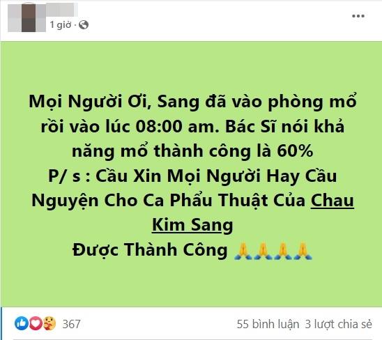 Tình hình model Châu Kim Sang sau thông báo khó qua khỏi-1