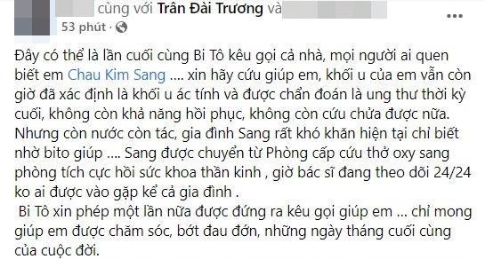 Tình hình model Châu Kim Sang sau thông báo khó qua khỏi-2