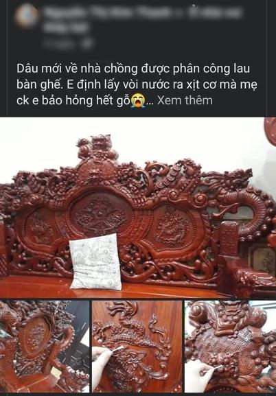 Dâu mới khóc như mưa vì phải lau bàn ghế bằng tăm bông-1