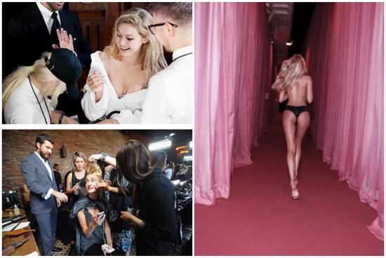 Sau sàn diễn là cảnh mẫu 'trần như nhộng' thay đồ trước mặt người khác