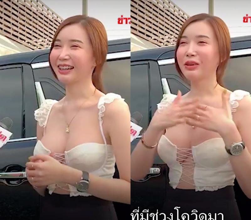 Phong cách thời trang bán hàng của hotgirl Thái khiến nhiều người đỏ mặt.