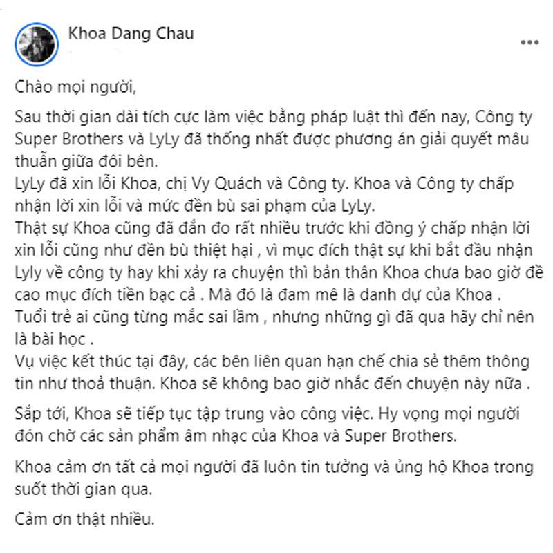 Phía Lyly phản pháo khi Châu Đăng Khoa ám chỉ xin lỗi cho có-2