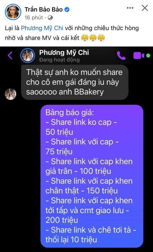 Phương Mỹ Chi nhờ vả share MV, BB Trần hét giá cắt cổ-1