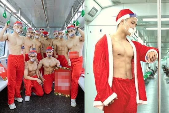 Nhóm thanh niên cởi trần phản cảm trên tàu điện Cát Linh - Hà Đông