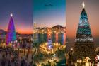 Cây thông Noel cao hơn tòa nhà 6 tầng ở vịnh Hong Kong