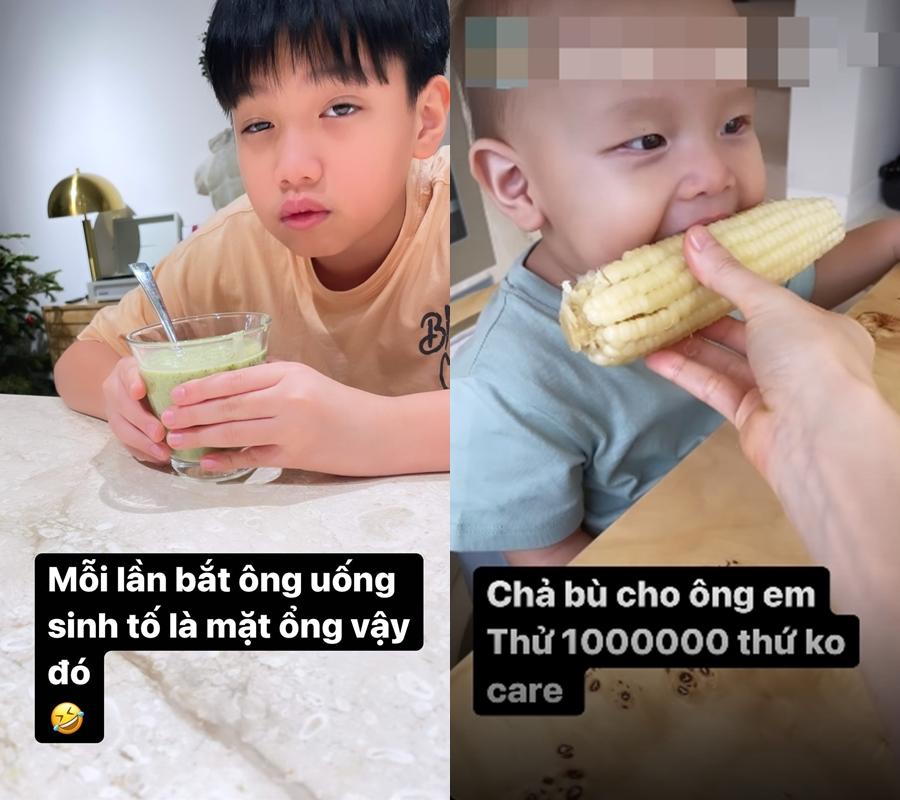 Mở đầu tin sao Việt là chia sẻ của Hồ Ngọc Hà về phản ứng trái ngược của 2 con trai khi thử đồ ăn uống. Trong khi Subeo nhăn nhó, cậu em Leon lại nghìn lần như một, không hề thay đổi sắc mặt hưng phấn.