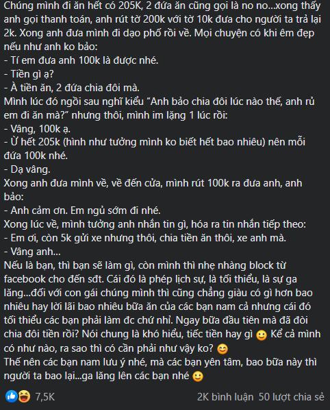 Bạn trai đòi chia đôi từng nghìn, cô gái chạy mất dép 1 đi 0 trở lại-2