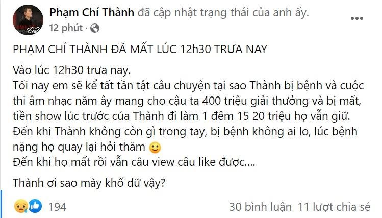 Phạm Chí Thành qua đời, Facebook bóc loạt sự thật-2