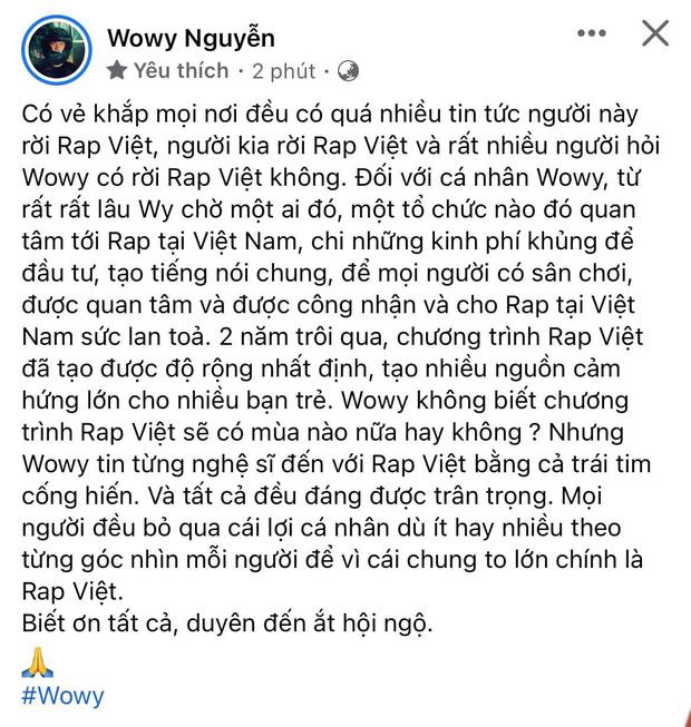 Sau Karik và SpaceSpeakers, Wowy úp mở sớm rời Rap Việt?-1